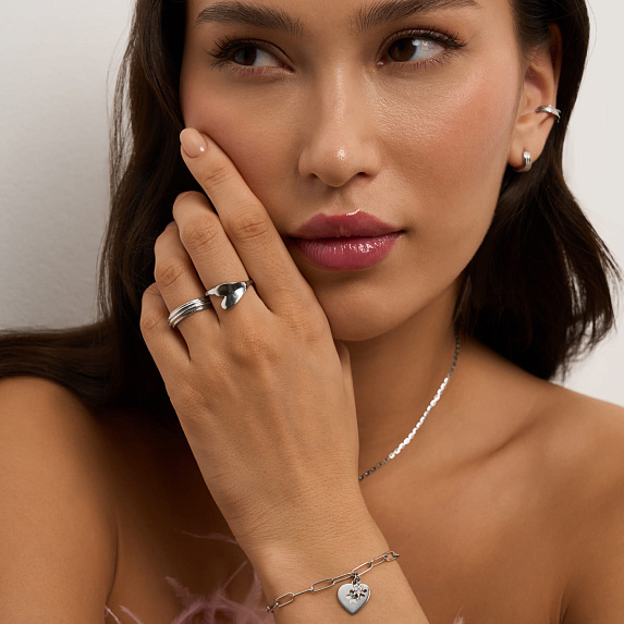 Серебряное кольцо сердце без вставок Miestilo
