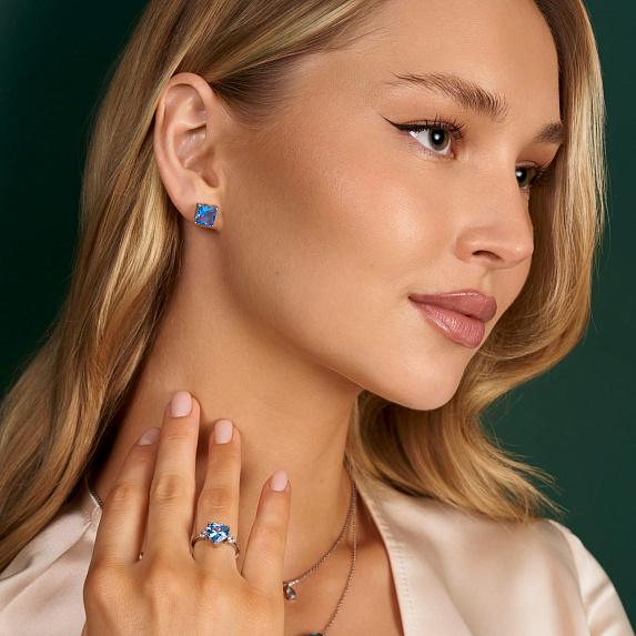Серьги серебро 925 серебряные гвоздики женские квадратные Miestilo