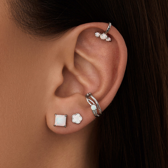 Серебряные серьги гвоздики с опалом Miestilo