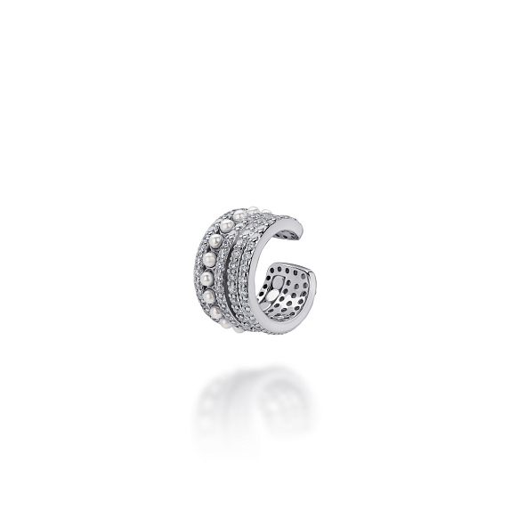 Серьга кафф серебро 925 моносерьга серебряная широкая Miestilo