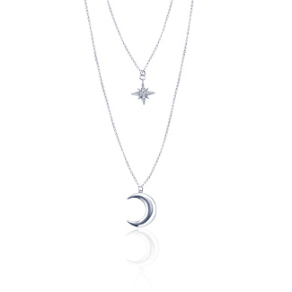 Серебряное колье Исида с луной и звездой MIESTILO Miestilo