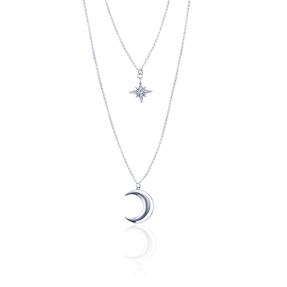 Серебряное колье Исида с луной и звездой MIESTILO Miestilo