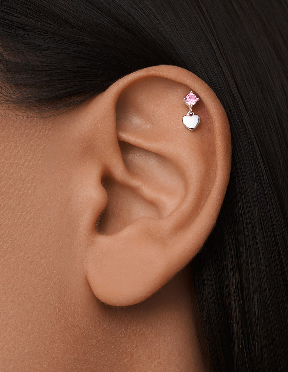 Серебряный пирсинг с фианитом Miestilo