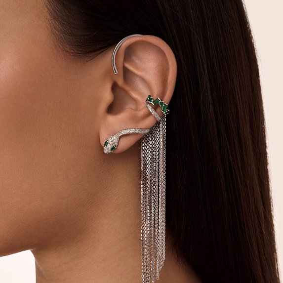 Серьга кафф серебро 925 моносерьга серебряная висячая Miestilo