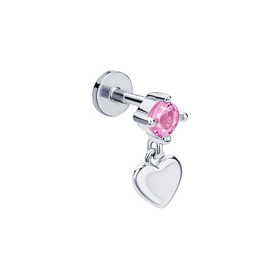 Серебряный пирсинг с фианитом Miestilo