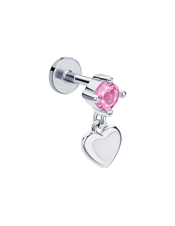 Серебряный пирсинг с фианитом Miestilo  2