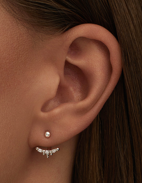 Серьги серебро 925 гвоздики с камнями трансформеры Miestilo