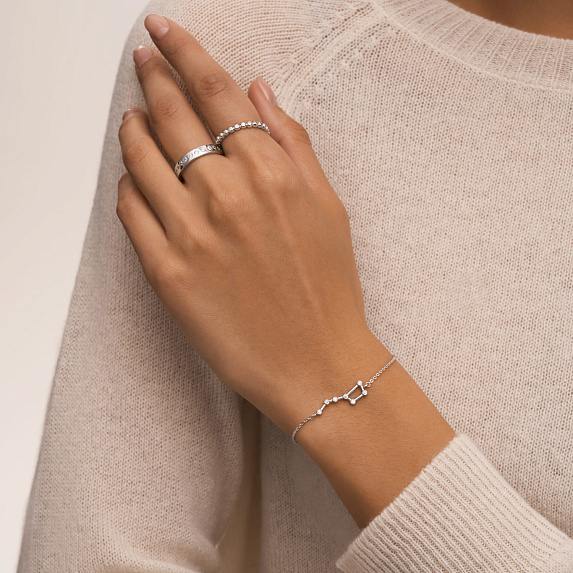 Серебряный браслет с созвездием Большая медведица и фианитами Miestilo