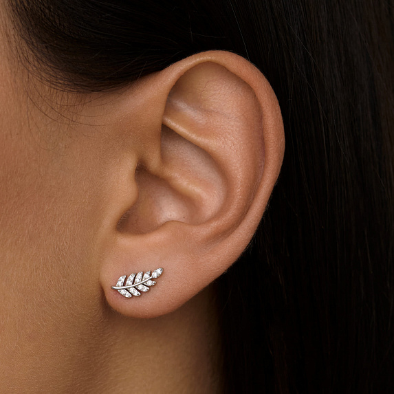 Серьги серебро 925 серебряные гвоздики женские листья Miestilo