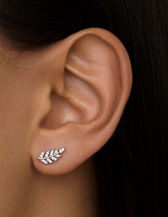 Серебряные пусеты веточки с фианитами MIESTILO  Miestilo