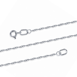 Серебряная цепь родированная Сингапур граненый ширина плетения 1,4 мм D проволоки 0,25 мм Miestilo