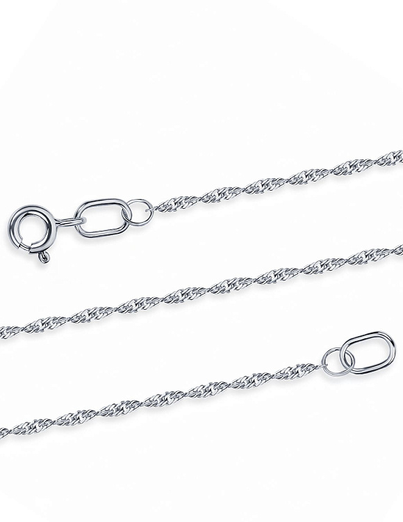 Серебряная цепь родированная Сингапур граненый ширина плетения 1,4 мм D проволоки 0,25 мм Miestilo  2