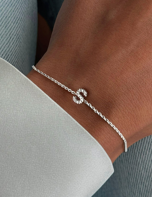 Серебряный браслет с буквой S MIESTILO Miestilo
