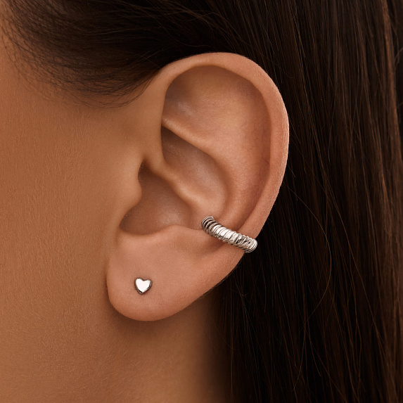 Серебряные серьги трансформеры биколор сердца Miestilo