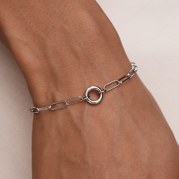 Серебряный браслет якорная цепь Miestilo