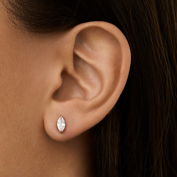 Серьги серебро 925 гвоздики серебряные с камнем Miestilo