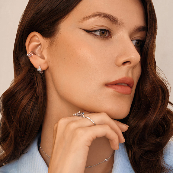 Серьги серебро 925 конго серебряные с камнем Miestilo