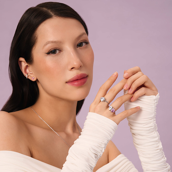 Серебряное кольцо-солитер с круглым фианитом MIESTILO Miestilo