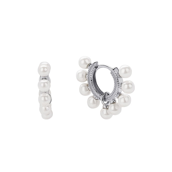 Серьги конго серебро 925 серебряные круглые с жемчугом Miestilo