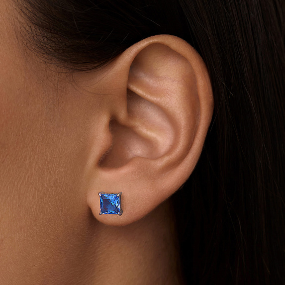 Серьги серебро 925 серебряные гвоздики женские квадратные Miestilo