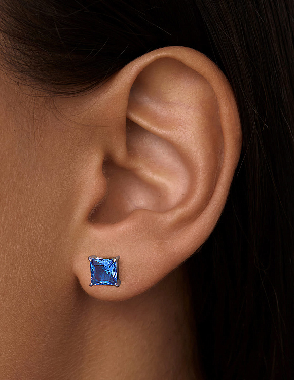 Серьги серебро 925 серебряные гвоздики женские квадратные Miestilo