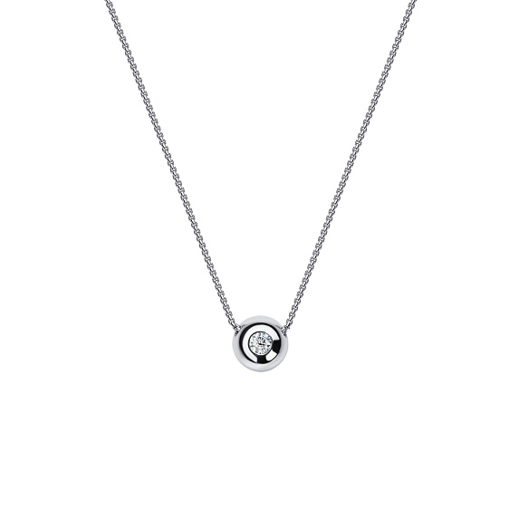 Серебряное колье с фианитом в круглой огранке Miestilo