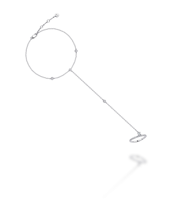 Слейв браслет серебро 925 на руку с кольцом на палец Miestilo  2