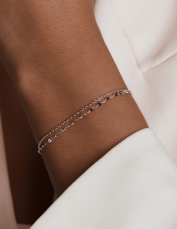 Серебряный двойной браслет Miestilo