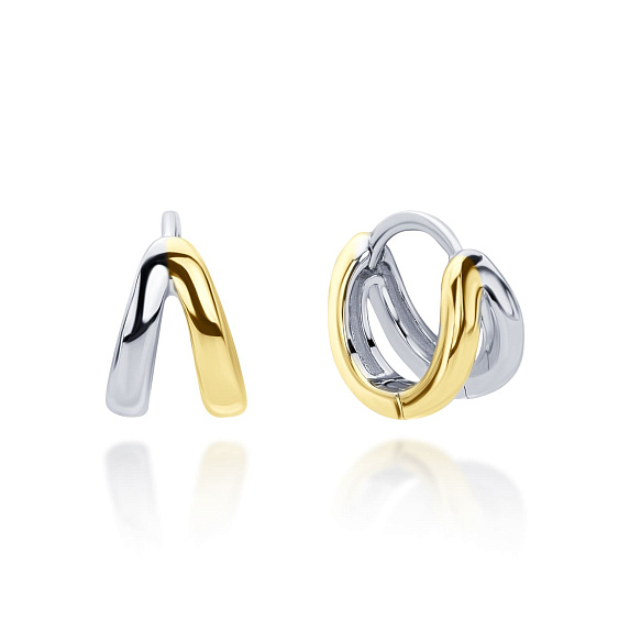 Серьги кольца из серебра Биколор Miestilo