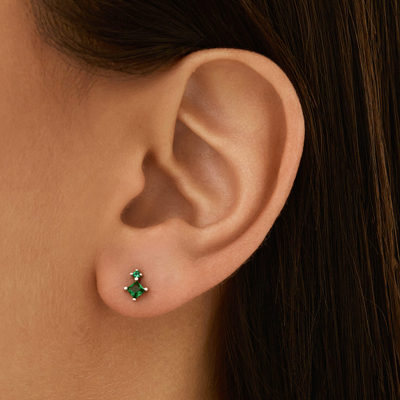 Серьги серебро 925 гвоздики серебряные с камнями Miestilo