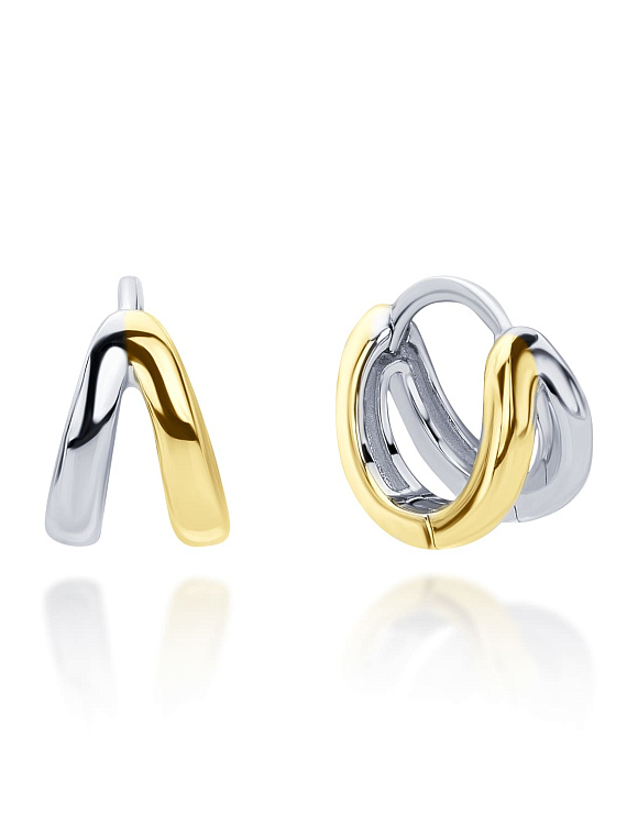 Серьги кольца из серебра Биколор Miestilo  2