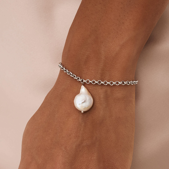 Серебряный браслет с культивированным барочным жемчугом Miestilo