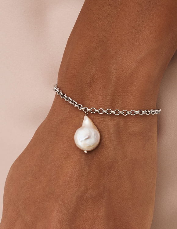 Серебряный браслет с культивированным барочным жемчугом Miestilo