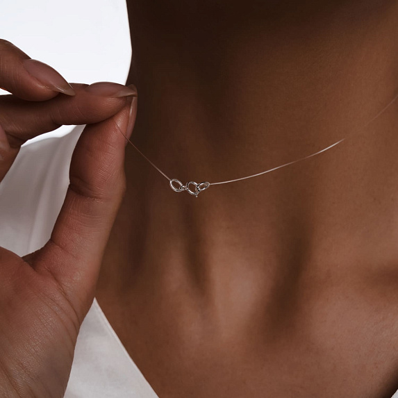 Колье леска на шею с застежкой из серебра в родии Miestilo