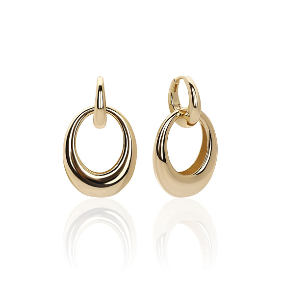 Крупные серьги кольца трансформеры из серебра с покрытием позолота MIESTILO  Miestilo