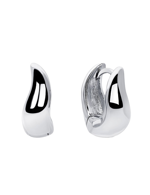 Серебряные серьги-кольца волна гладкие Miestilo  2