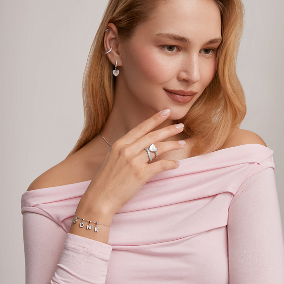 Серебряный шарм с фианитами буква K Miestilo