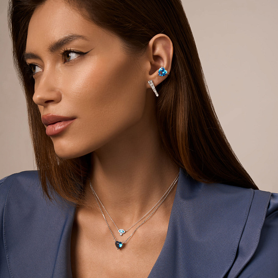 Серьги серебро 925 серебряные сережки гвоздики с фианитами Miestilo