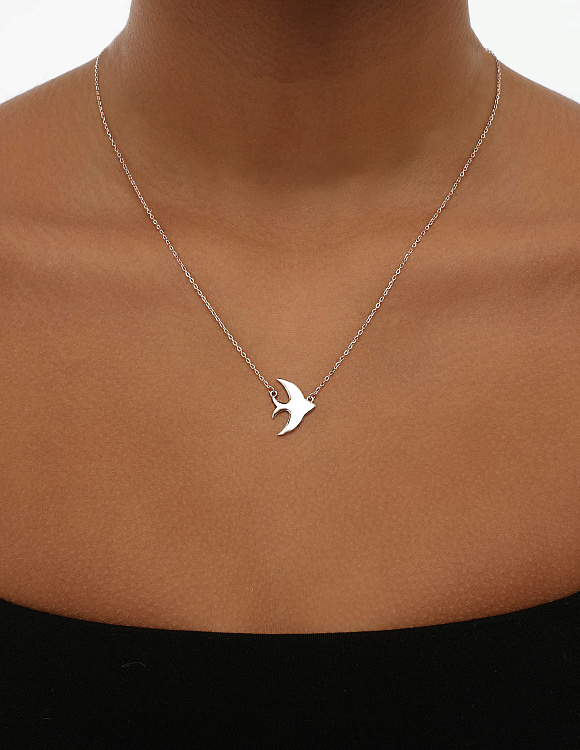 Подвеска цепочка серебро 925 женская на шею подвески женские серебряные птица ласточка Miestilo