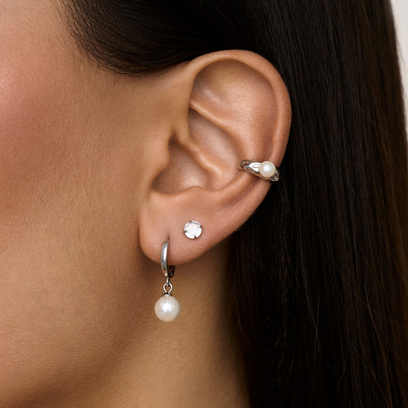 Серьги серебро 925 серебряные конго с жемчугом Miestilo