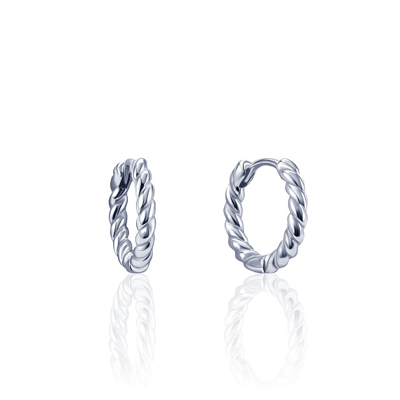 Серебряные серьги-конго с рельефом MIESTILO  Miestilo