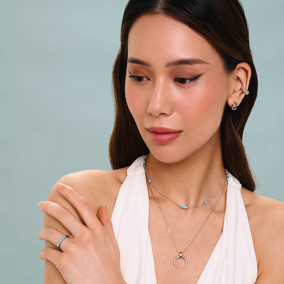 Серебряное колье с искуственной бирюзой Miestilo