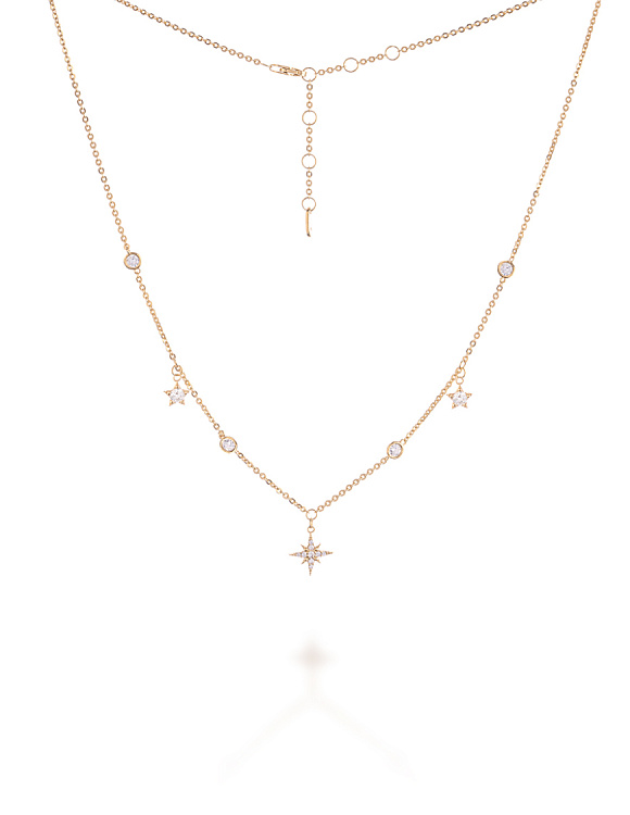 Позолоченное серебряное колье со звёздами и фианитами Isida Miestilo  2
