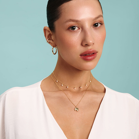 Серебряное колье позолоченое с буквой М bubble small Miestilo