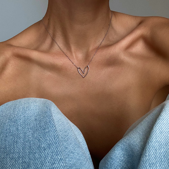 Подвеска на шею серебро 925 сердце Miestilo
