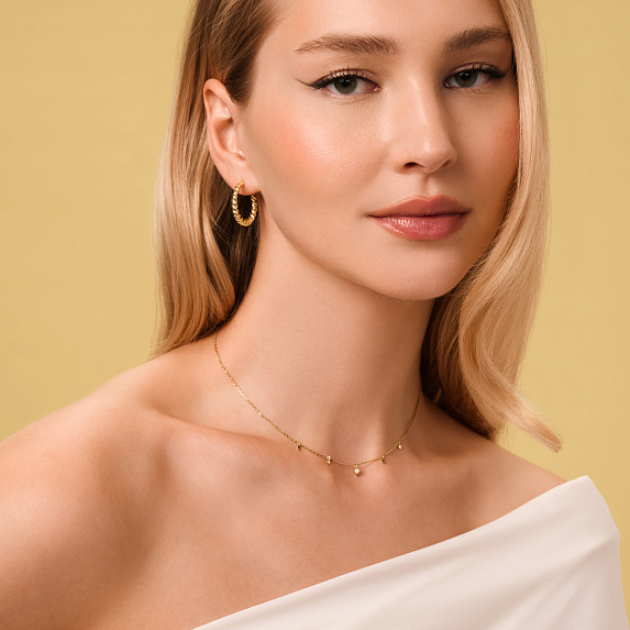 Колье на шею серебро 925 позолоченное Miestilo