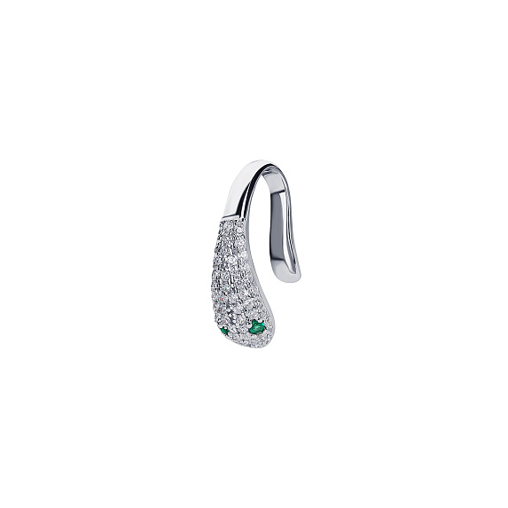 Серебрянный кафф змея с фианитами Miestilo