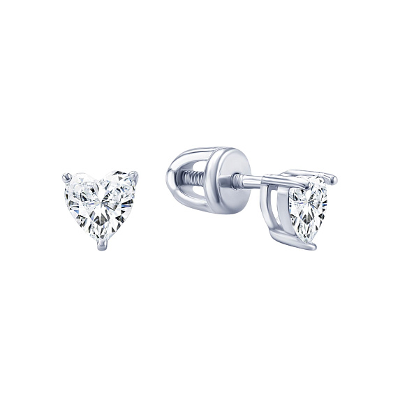 Серьги серебро 925 серебряные гвоздики сердечки Miestilo