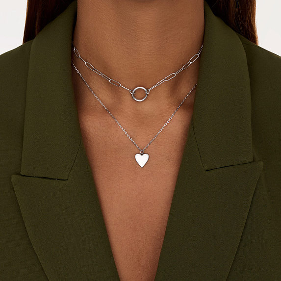 Серебряное колье крупная цепь с застежкой на кольце Miestilo
