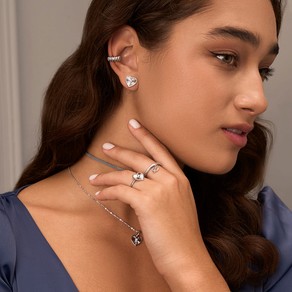 Серьги серебро 925 серебряные гвоздики сердечки Miestilo